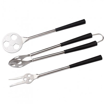 430 Stainless Steel 3pcs Football type BBQ Tool set with Oxford bags