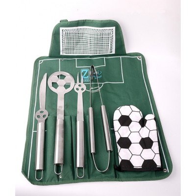 Football Type Easily Cleaned Stainless Steel Tool Bbq Utensil Set