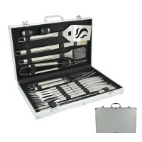 24 piece stainless steel bbq tools set with aluminum case